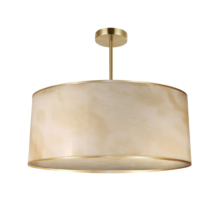 4 Light Incandescent Pendant, Aged Brass W/ Marble Alabaster by Dainolite