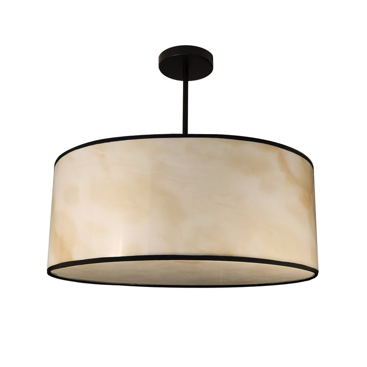 4 Light Incandescent Pendant, Matte Black W/Marble Alabaster Shade by Dainolite