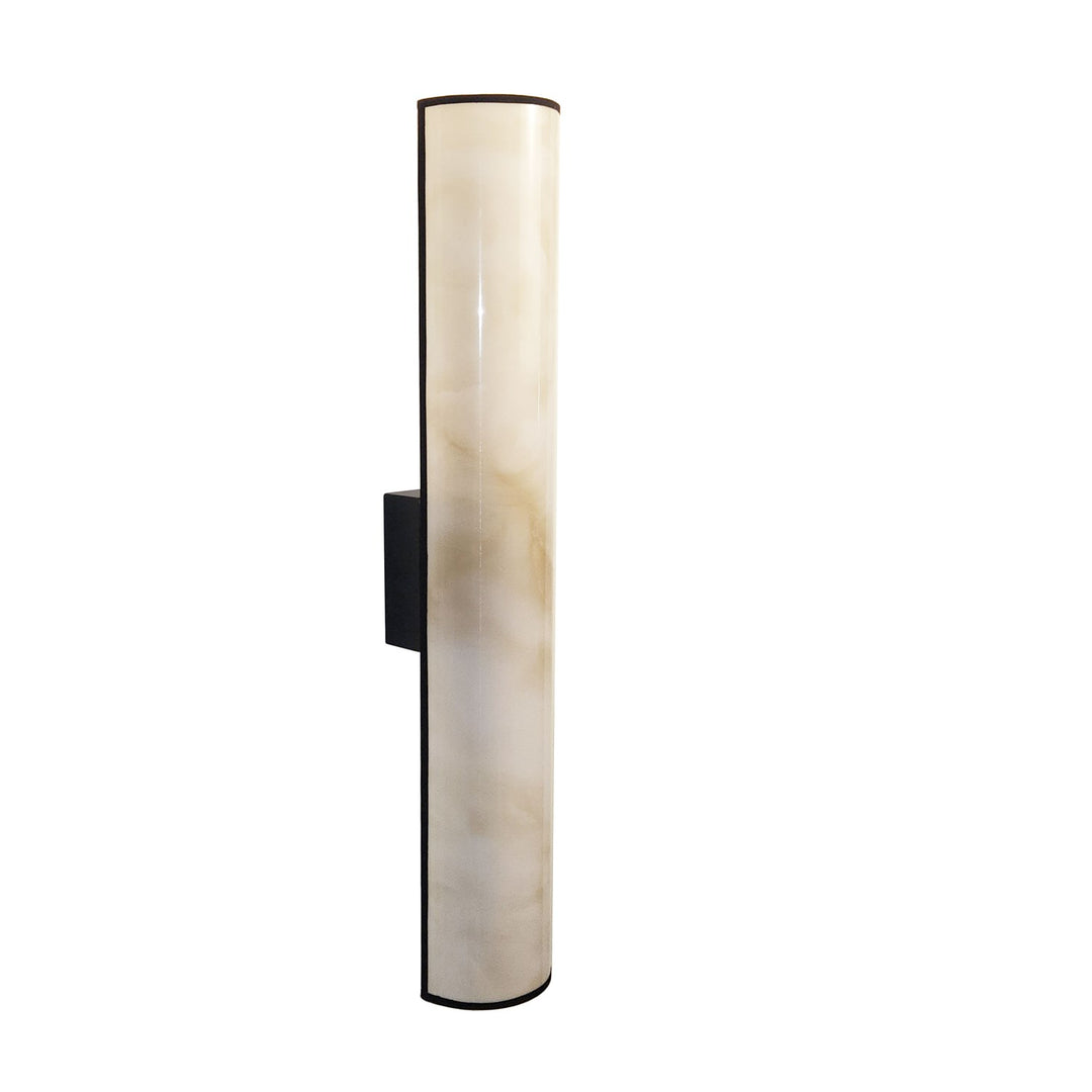 19W Wall Sconce, Matte Black W/ Marble Alabaster Shade by Dainolite