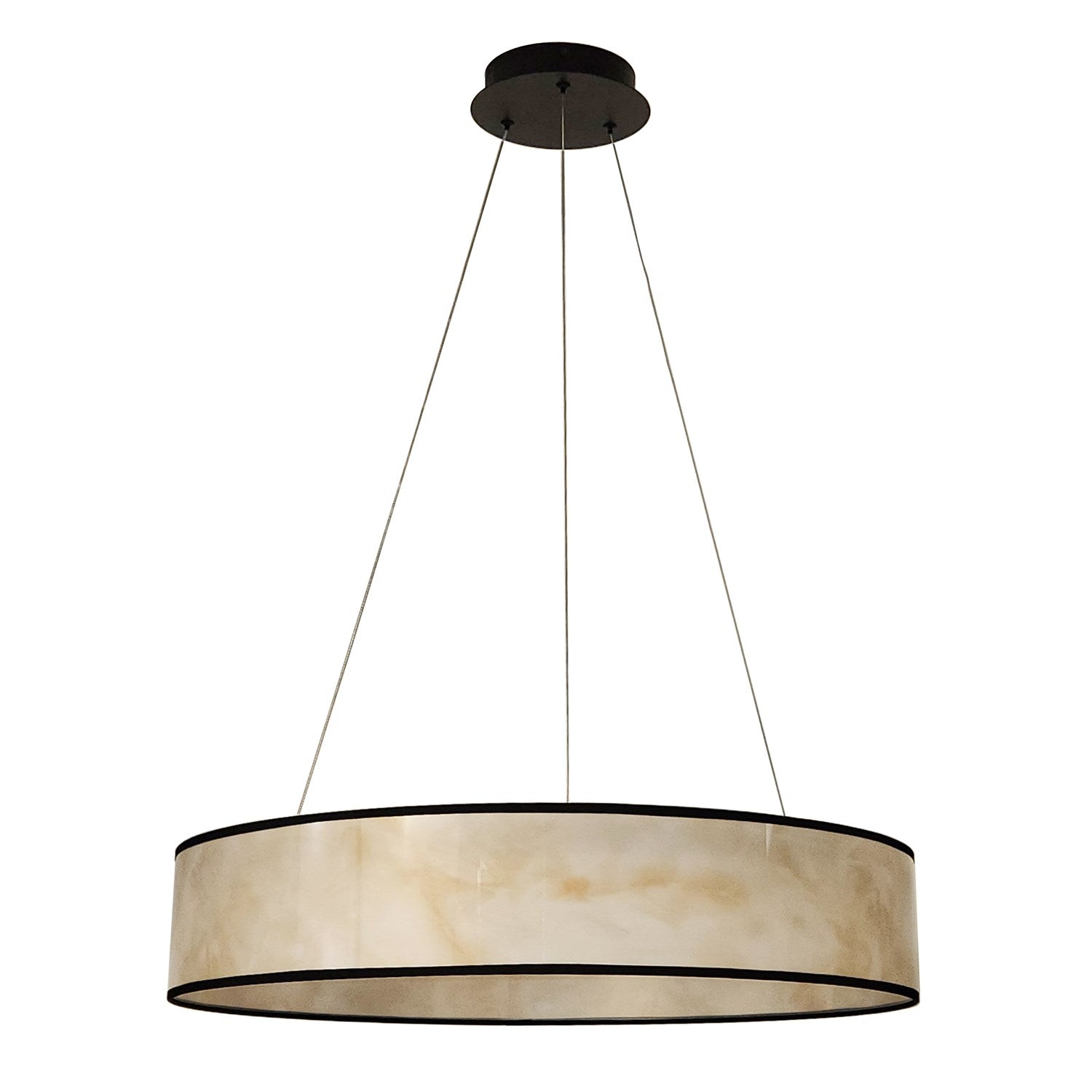 34W Pendant, Matte Black W/ Marble Alabaster Shade by Dainolite