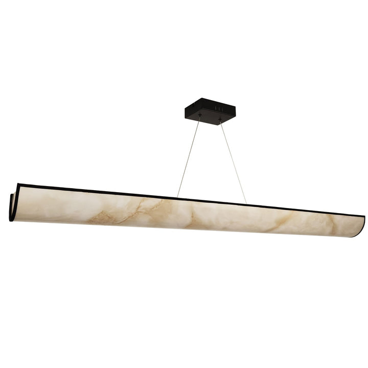 30W Horizontal Pendant, Matte Black W/ Marble Alabaster Shade by Dainolite