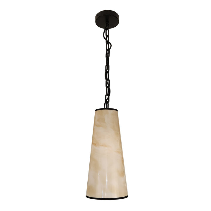 1 Light Incandescent Pendant, Matte Black W/Marble Alabaster Shade by Dainolite