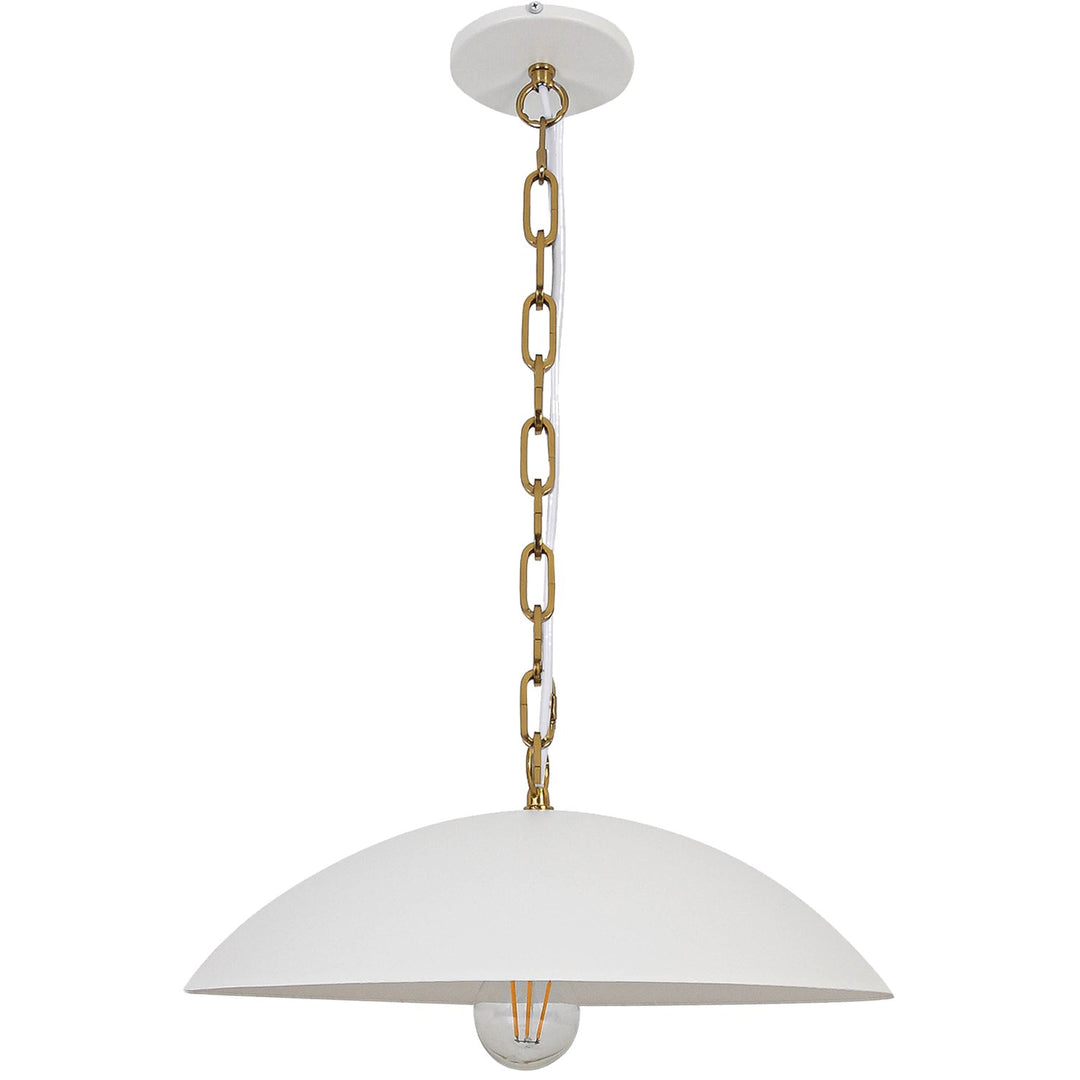 1 Light Pendant In Matte White W/ Aged Brass Chain by Dainolite