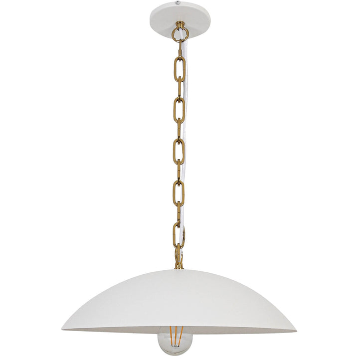 1 Light Pendant In Matte White W/ Aged Brass Chain by Dainolite