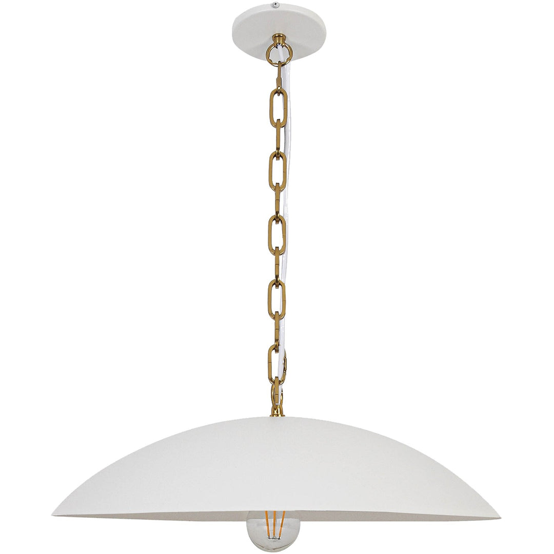 1 Light Pendant In Matte White W/ Aged Brass Chain by Dainolite
