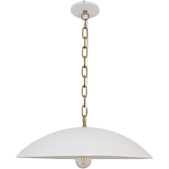 1 Light Pendant In Matte White W/ Aged Brass Chain by Dainolite