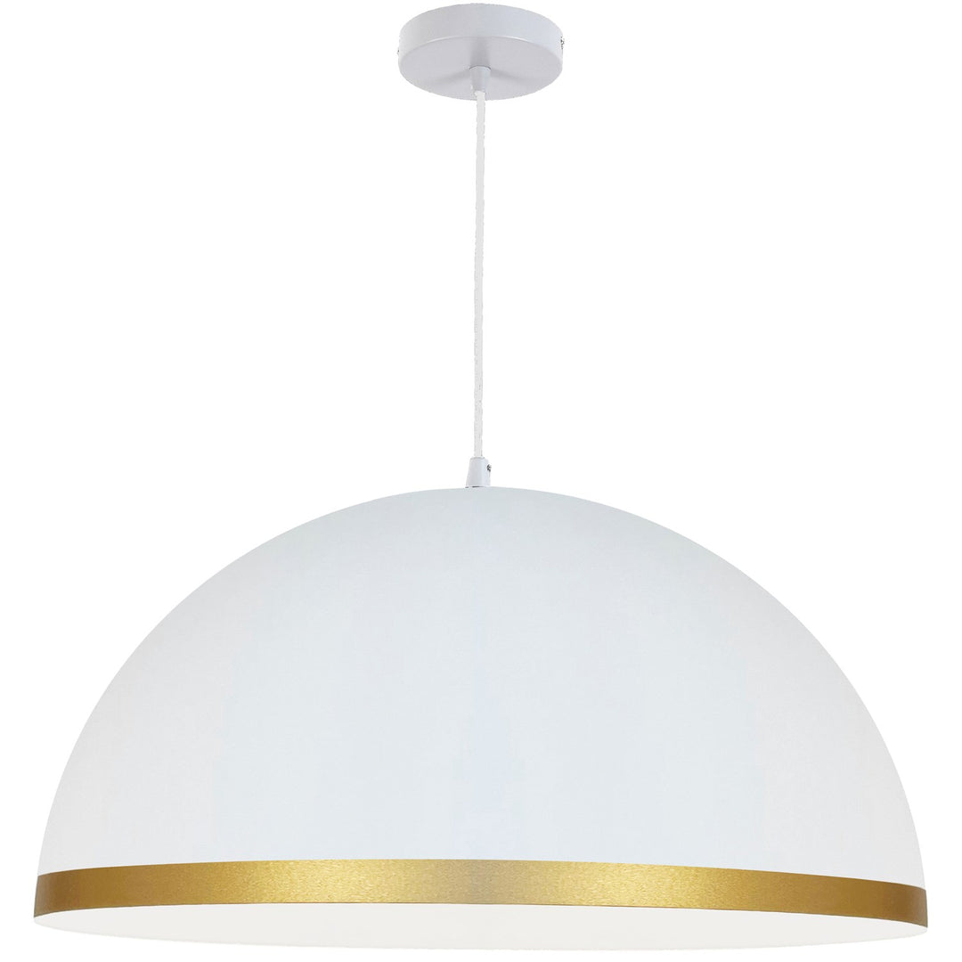 1 Light Incandescent Pendant Matte White With Gold Trim by Dainolite