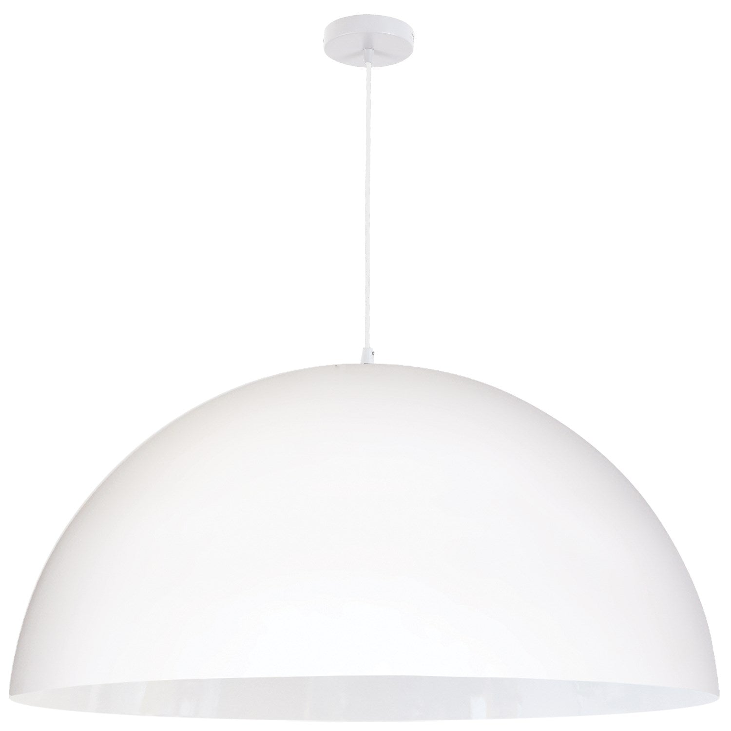 1 Light Incandescent Large Dome Pendant, Matte White by Dainolite