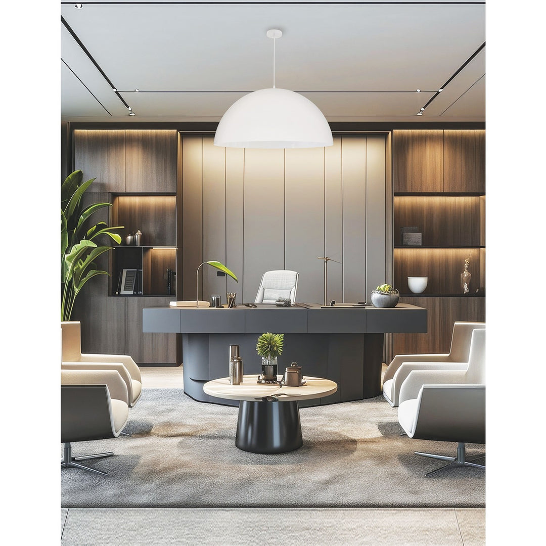 1 Light Incandescent Large Dome Pendant, Matte White