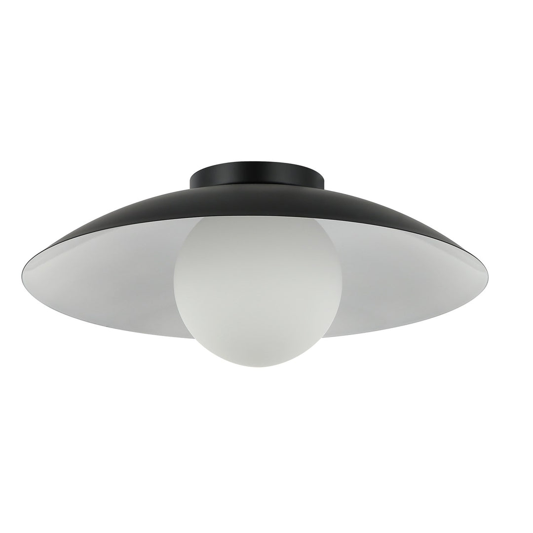 1 Light Flush Mount, Matte Black W/ Opal Glass by Dainolite