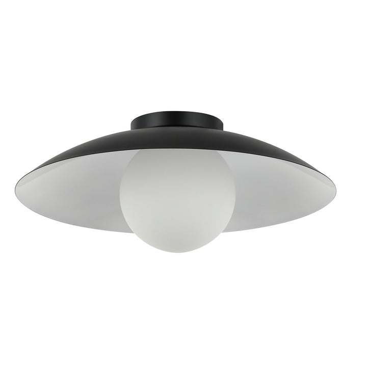 1 Light Flush Mount, Matte Black W/ Opal Glass by Dainolite