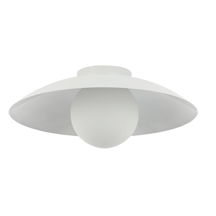 1 Light Flush Mount, Matte White W/ Opal Glass by Dainolite