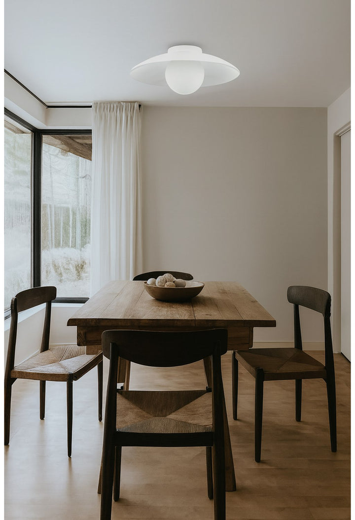 1 Light Flush Mount, Matte White W/ Opal Glass
