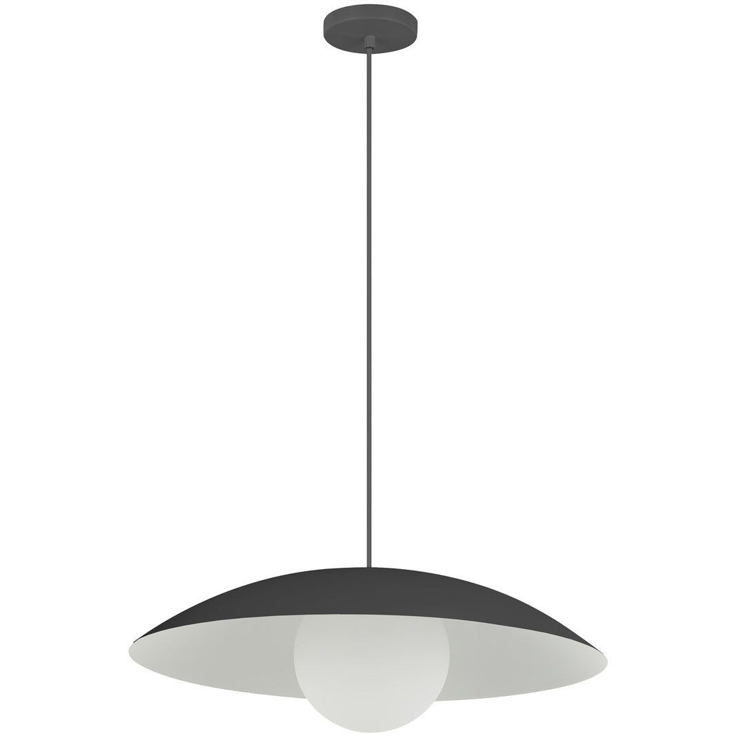 1 Light Pendant, Matte Black W/ Opal Glass by Dainolite