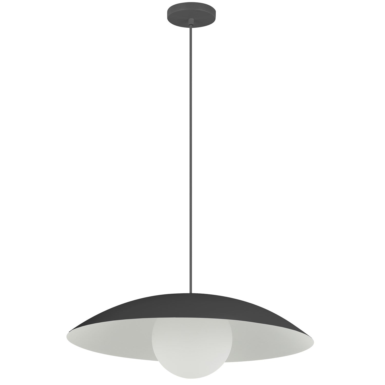 1 Light Pendant, Matte Black W/ Opal Glass by Dainolite