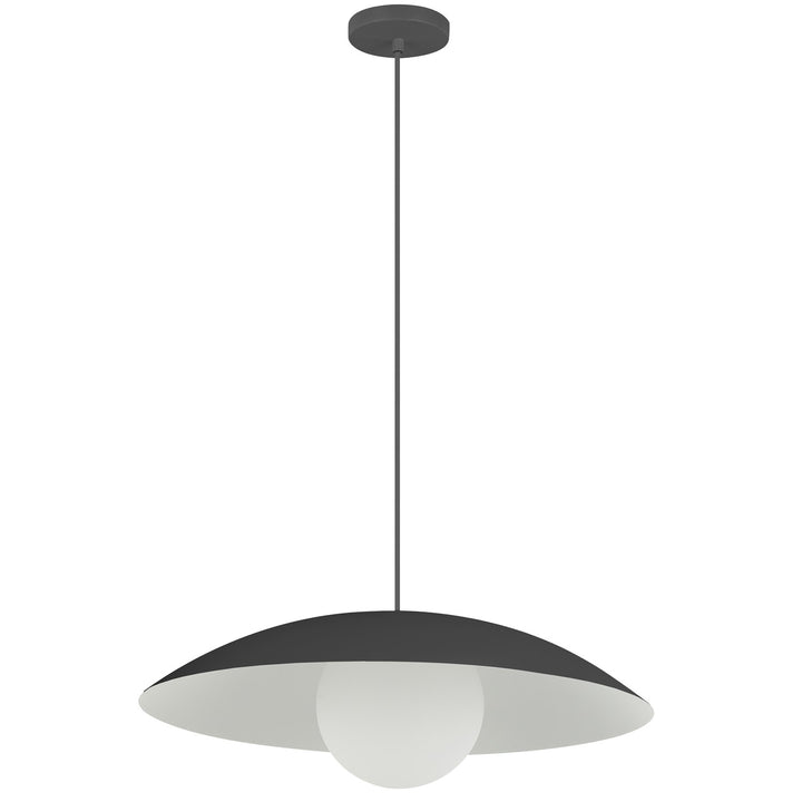1 Light Pendant, Matte Black W/ Opal Glass by Dainolite