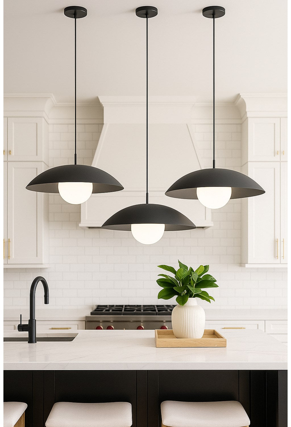 1 Light Pendant, Matte Black W/ Opal Glass
