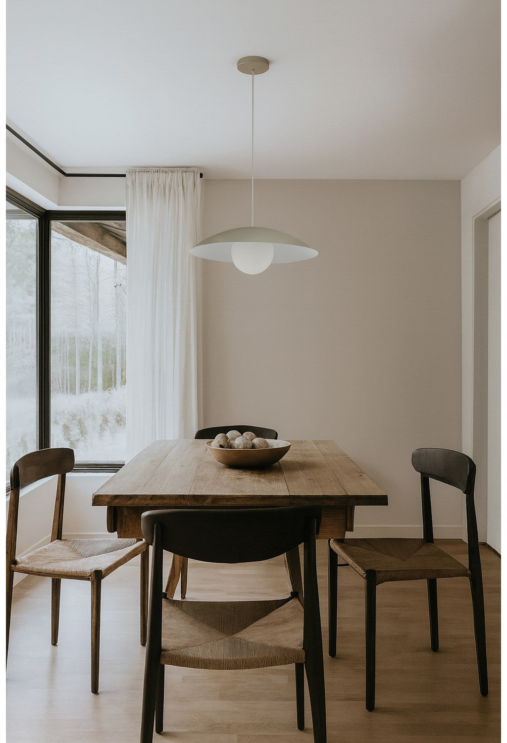 1 Light Pendant, Matte Linen W/ Opal Glass