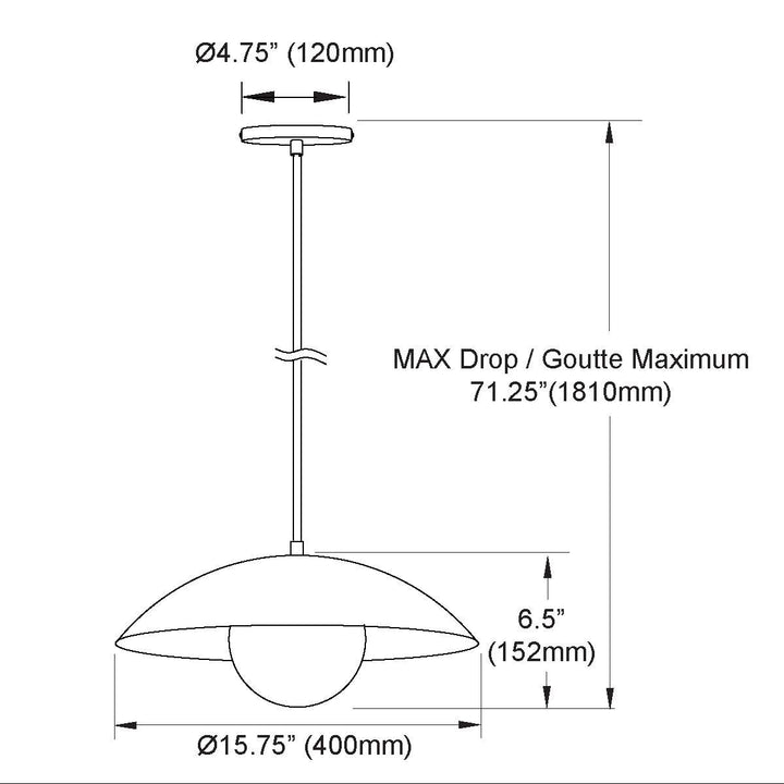 1 Light Pendant, Matte White W/ Opal Glass