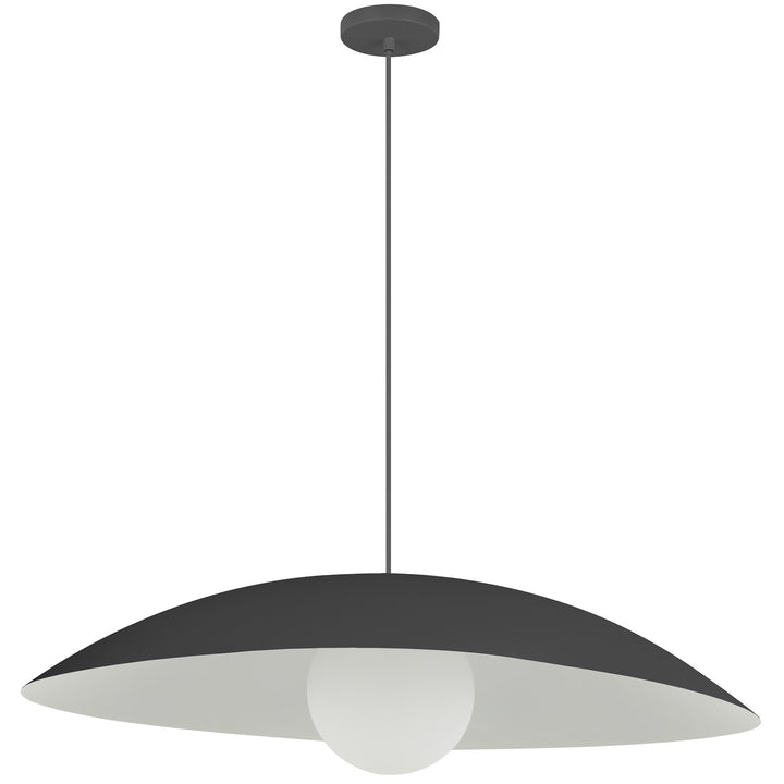 1 Light Pendant, Matte Black W/ Opal Glass by Dainolite