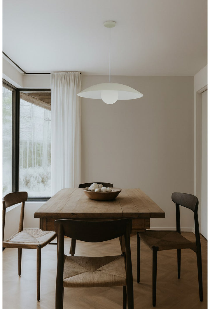 1 Light Pendant, Matte Linen W/ Opal Glass