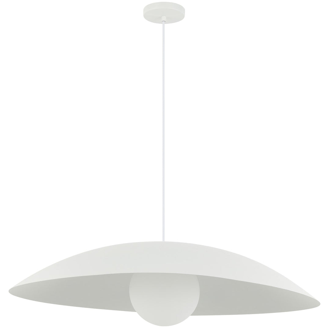 1 Light Pendant, Matte White W/ Opal Glass by Dainolite