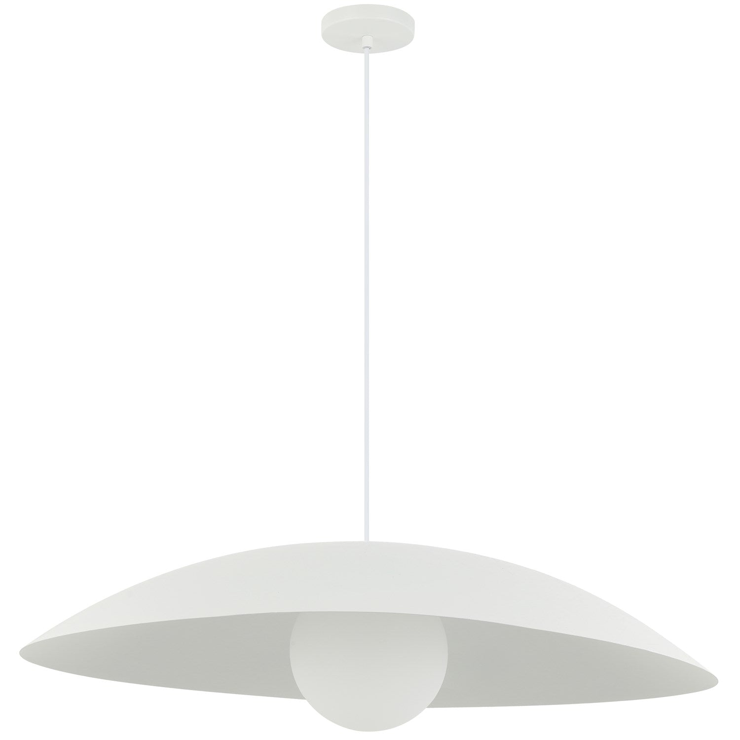 1 Light Pendant, Matte White W/ Opal Glass by Dainolite