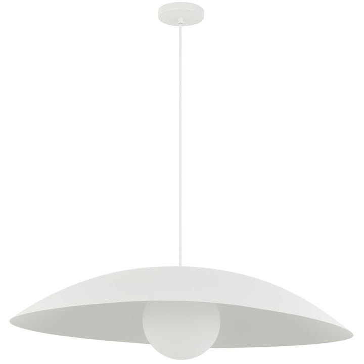 1 Light Pendant, Matte White W/ Opal Glass by Dainolite