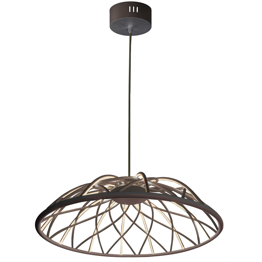 16W Pendant In Matte Black W/ Black Cloth Covered Frame by Dainolite