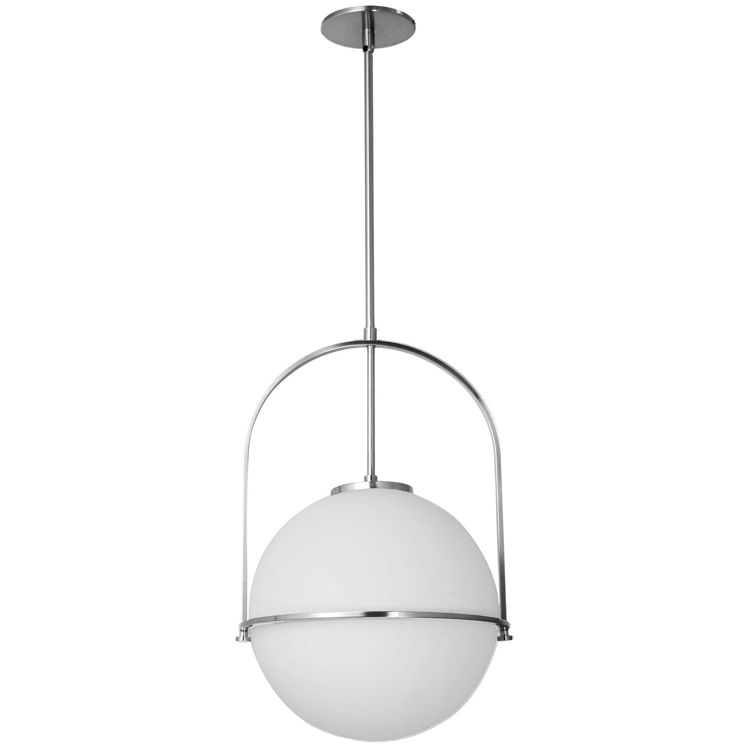 1 Light Incandescent  Pendant Polished Chrome W/ White Glass by Dainolite