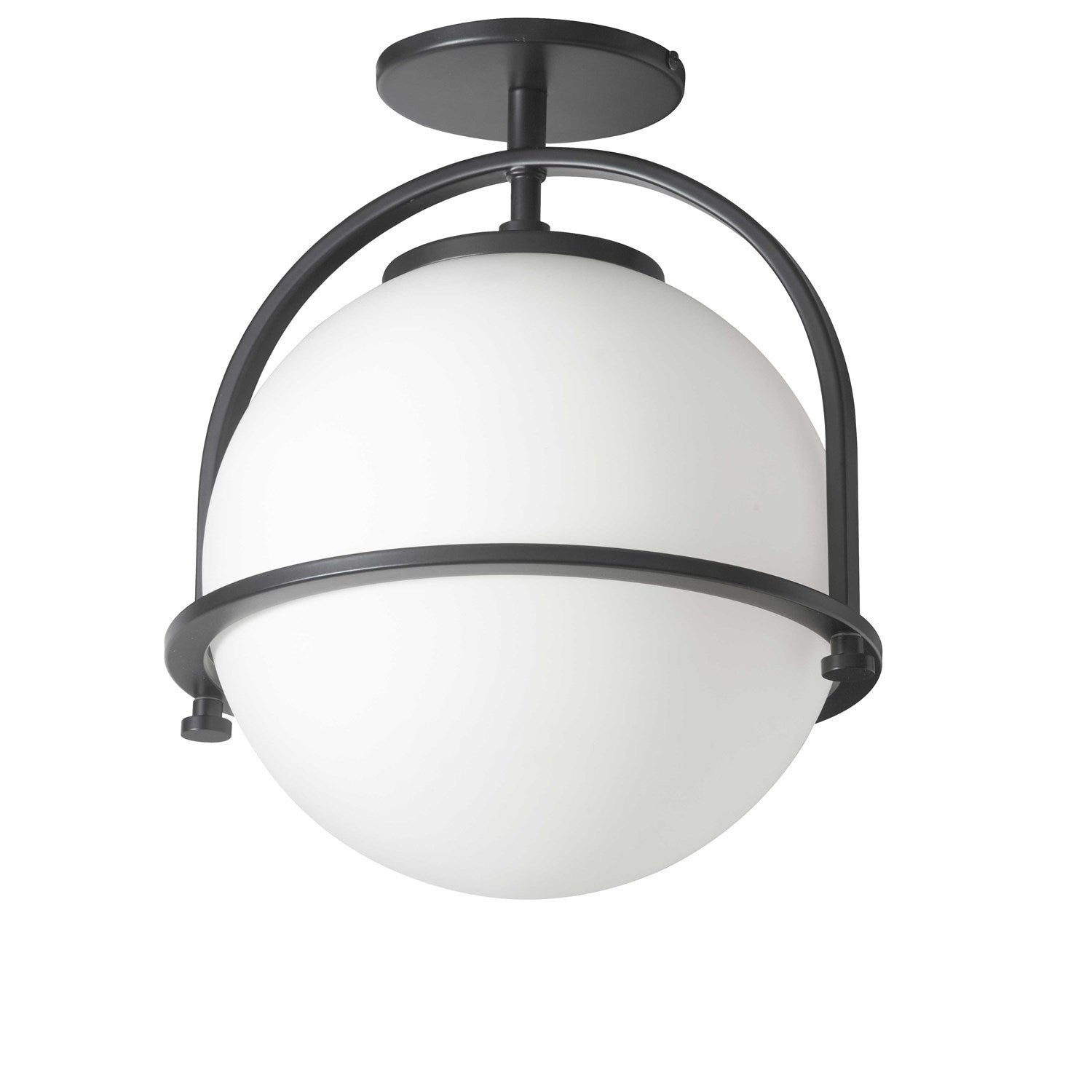 1 Light Incandescent Semi-Flush Matte Black With White Opal Glass by Dainolite