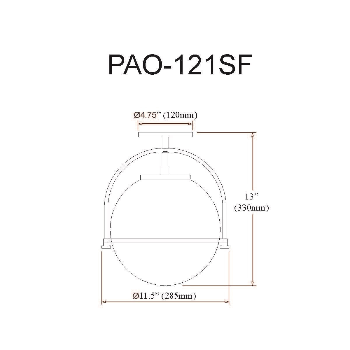 1 Light Incandescent Semi-Flush Matte Black With White Opal Glass