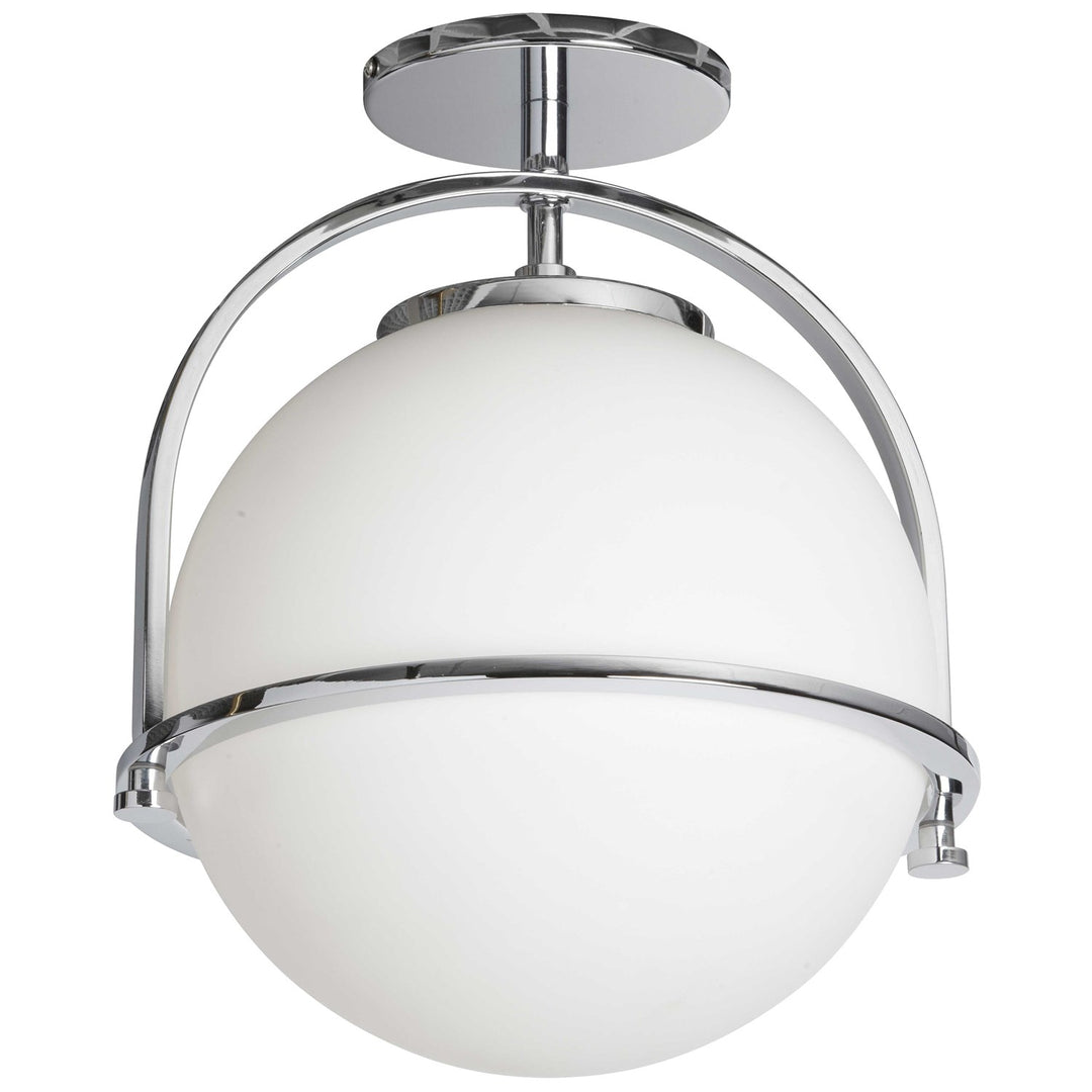1 Light Incandescent  Semi-Flush Mount Polished Chrome W/ White Glass by Dainolite