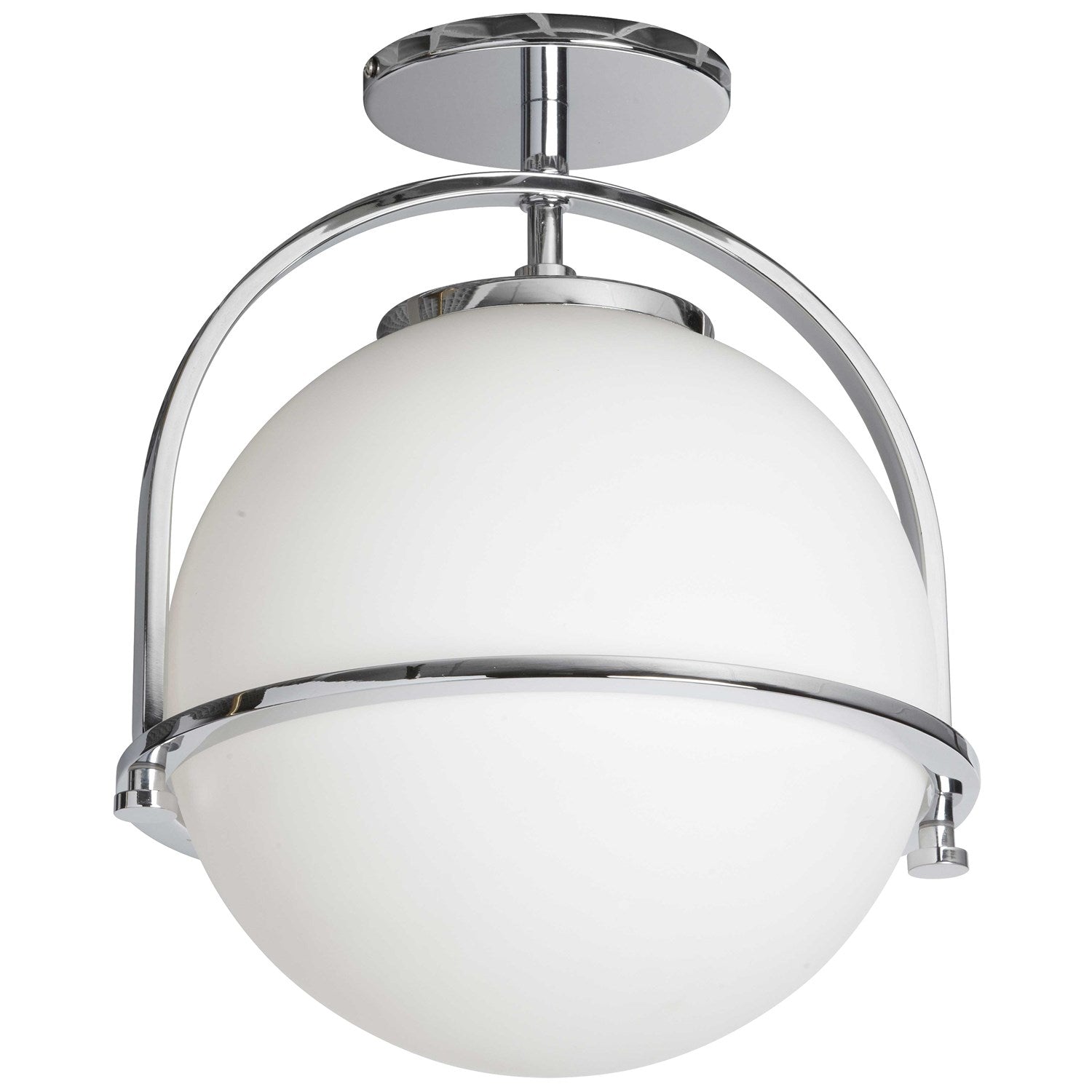 1 Light Incandescent  Semi-Flush Mount Polished Chrome W/ White Glass by Dainolite