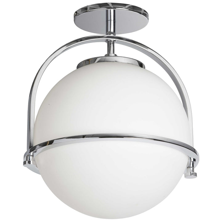 1 Light Incandescent  Semi-Flush Mount Polished Chrome W/ White Glass by Dainolite