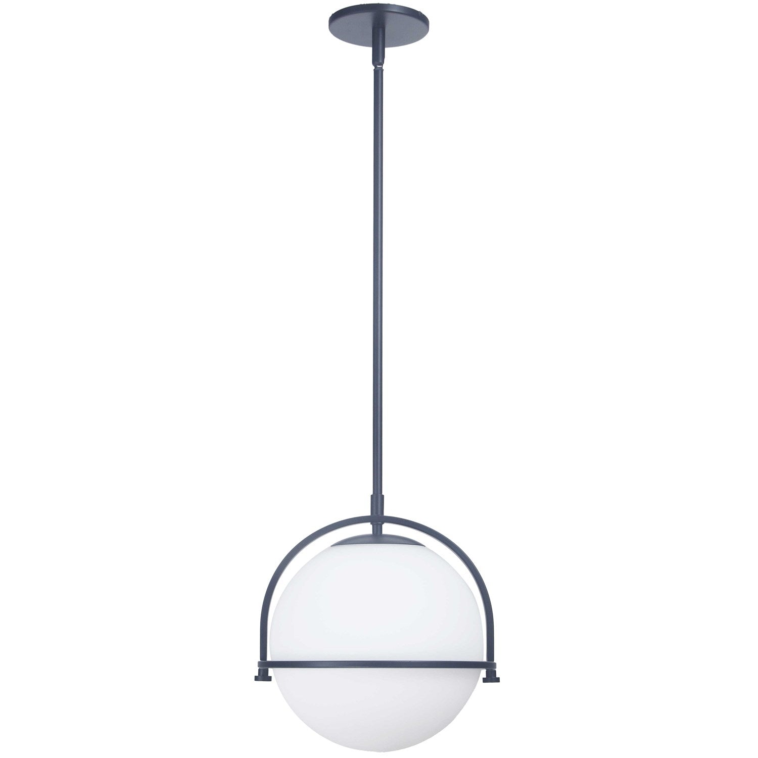1 Light Incandescent Pendant Matte Black With White Opal Glass by Dainolite