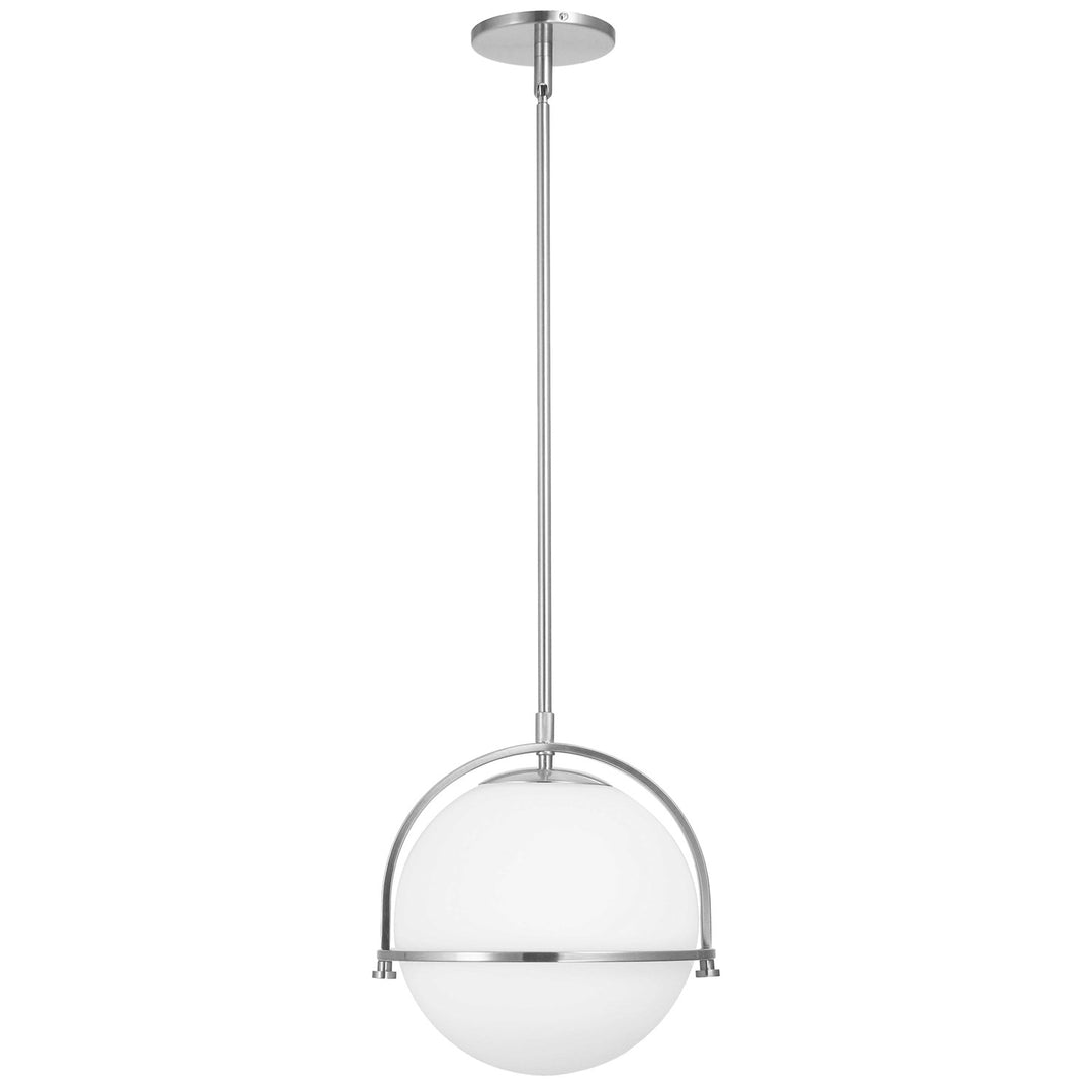 1 Light Incandescent Pendant Polished Chrome With White Opal Glass by Dainolite