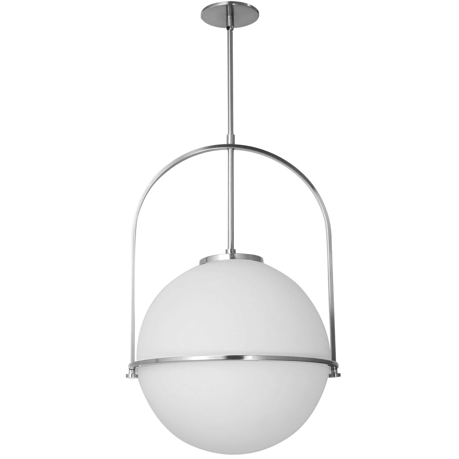 1 Light Incandescent  Pendant Polished Chrome W/ White Glass by Dainolite