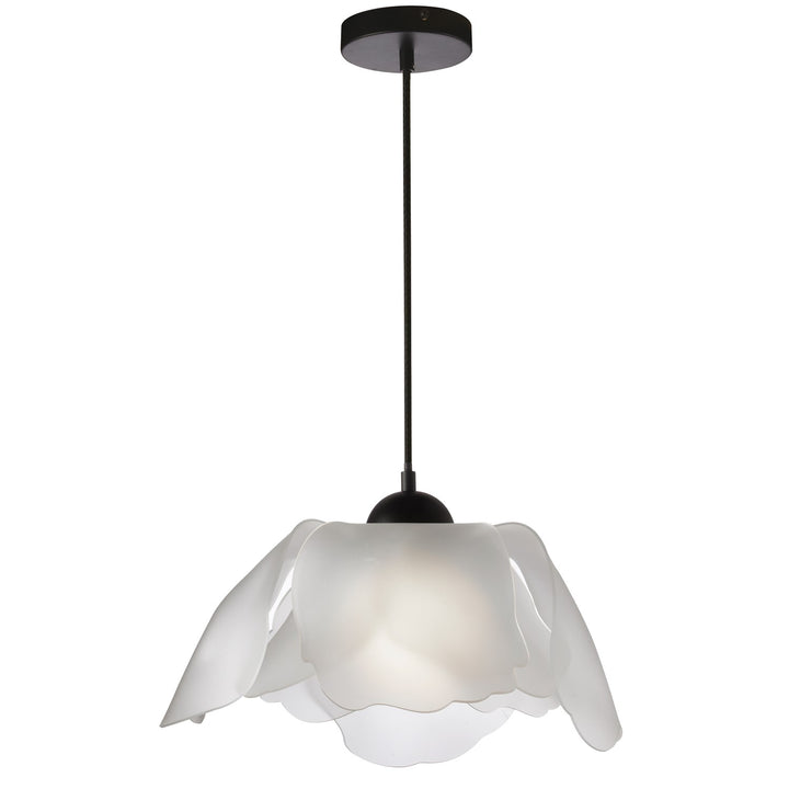 1 Light Incandescent Pendant, Matte Black W/ Fr Acrylic Diffuser by Dainolite
