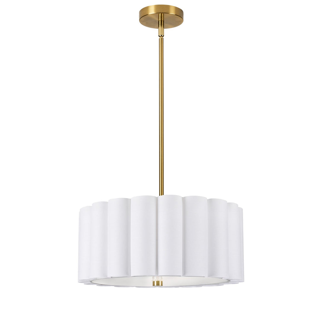 3 Light Aged Brass Pendant W/ White Shade by Dainolite