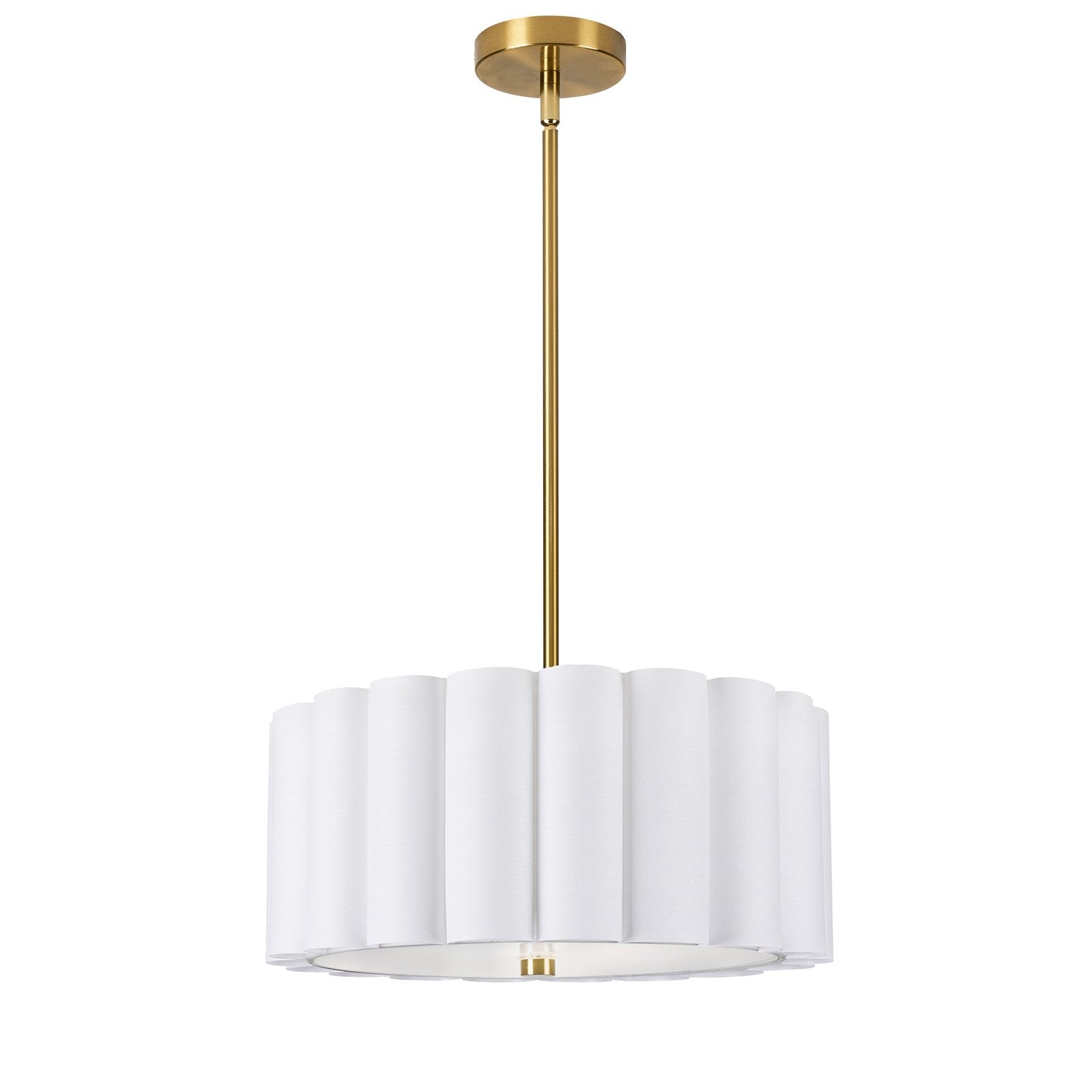 3 Light Aged Brass Pendant W/ White Shade by Dainolite