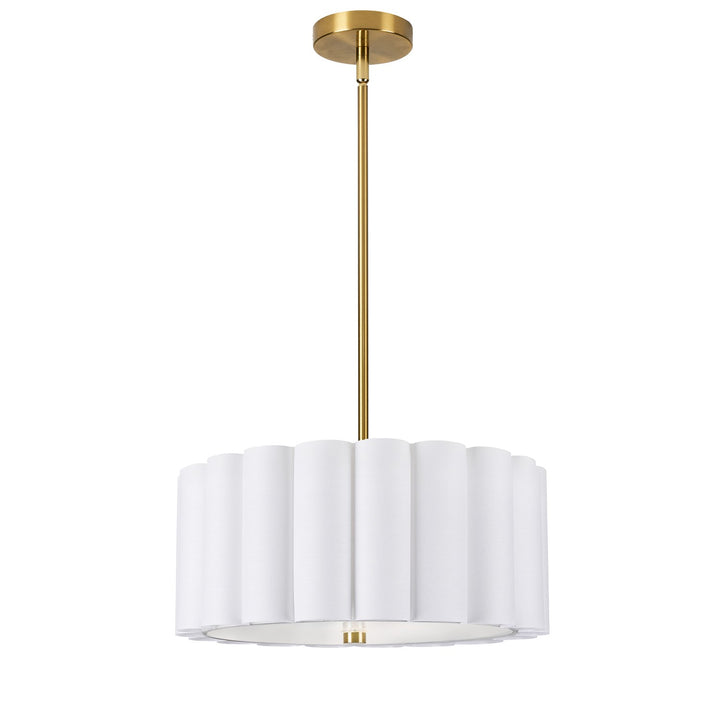 3 Light Aged Brass Pendant W/ White Shade by Dainolite