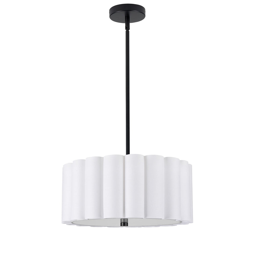 3 Light Matte Black Pendant W/ White Shade by Dainolite