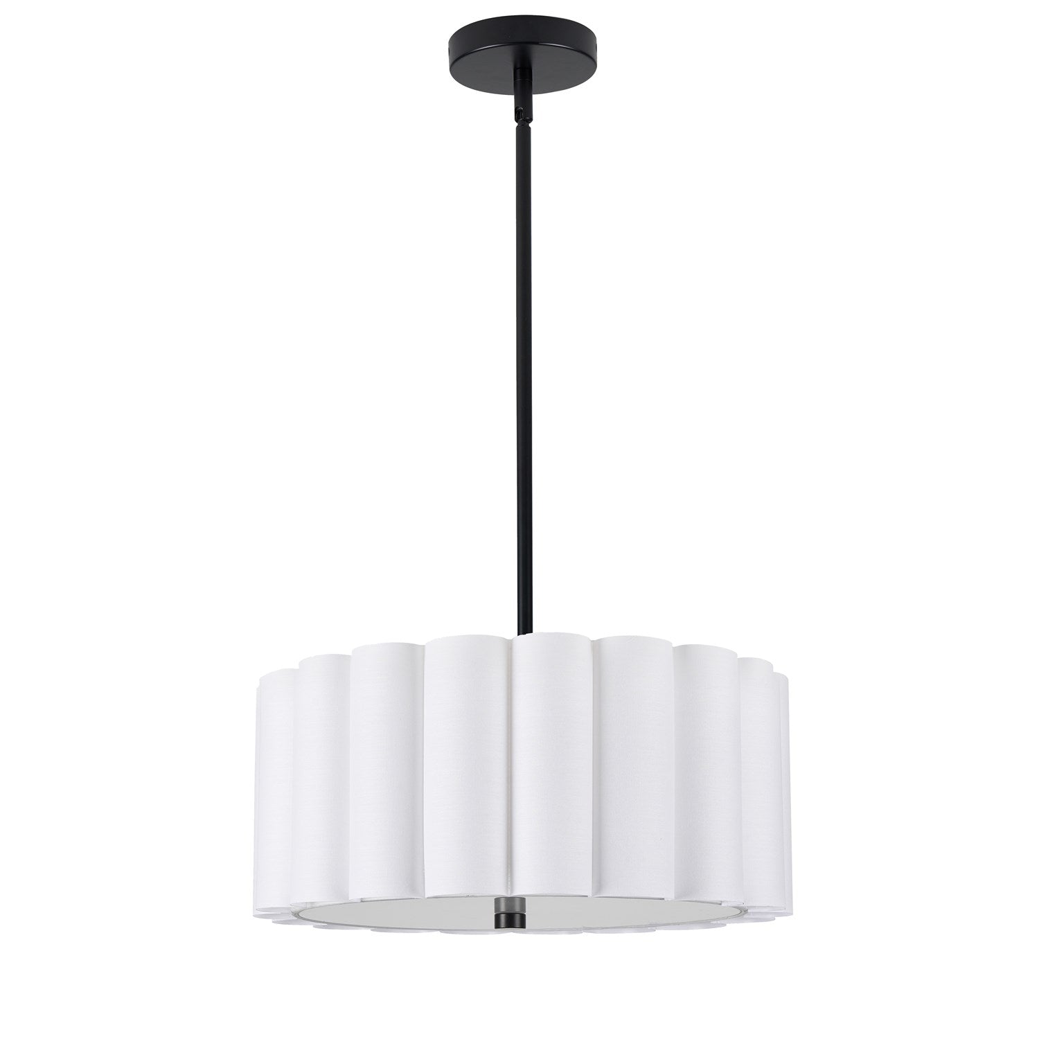 3 Light Matte Black Pendant W/ White Shade by Dainolite