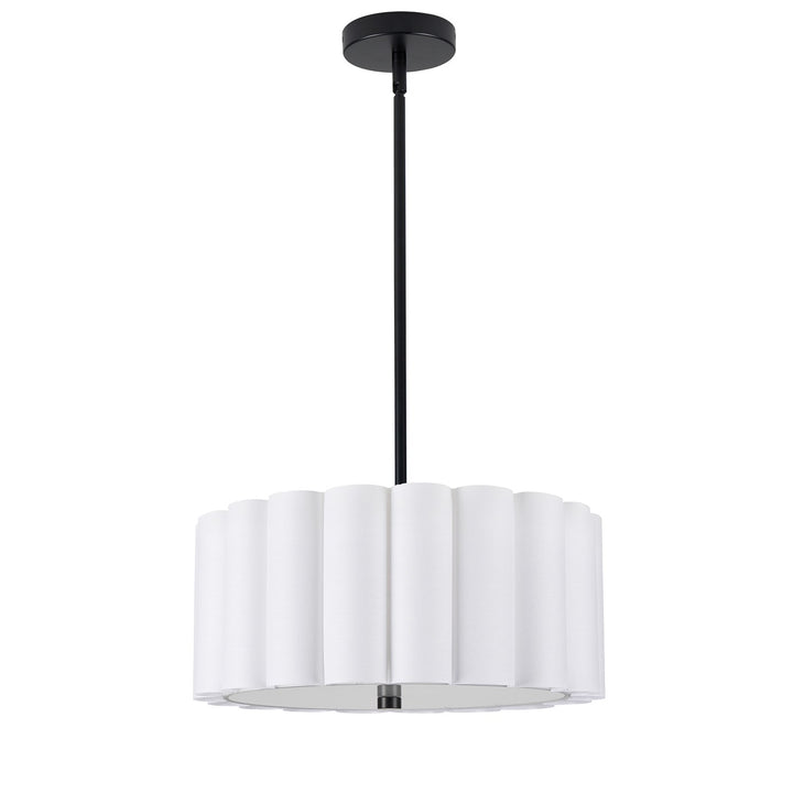 3 Light Matte Black Pendant W/ White Shade by Dainolite