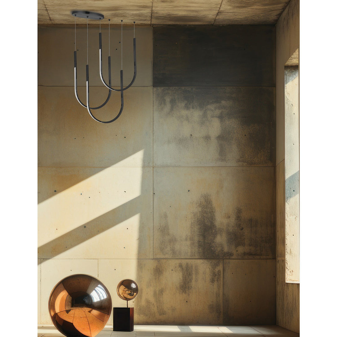 62W Horizontal Pendant Matte Black With White Silicone Diffuser
