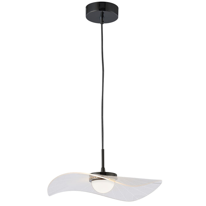12W Pendant In Matte Black W/ Clear And White Pinstripe Acrylic by Dainolite