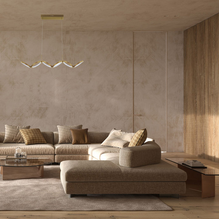 50W Horizontal Pendant, Aged Brass W/ White Silicone Diffuser