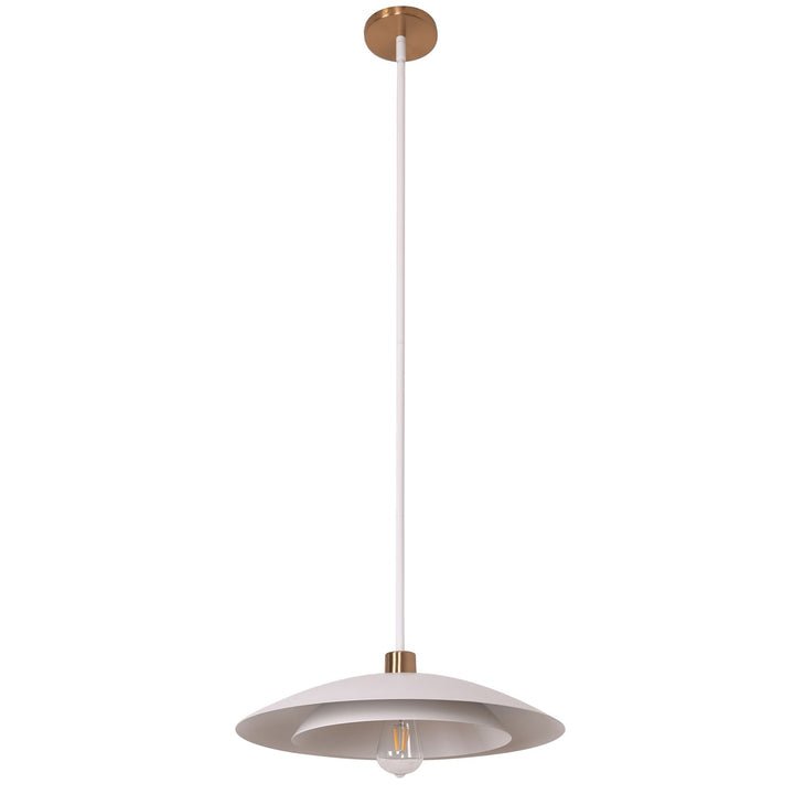 1 Light Pendant In Aged Brass W/ Matte White Metal Shade by Dainolite