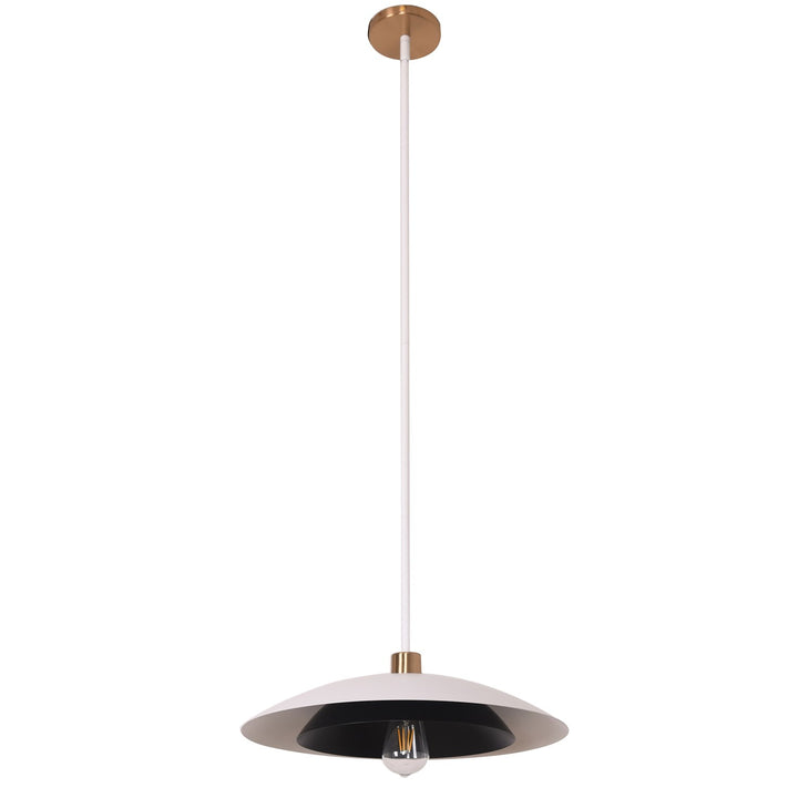 1 Light Pendant In Aged Brass W/ Matte White Metal Shade